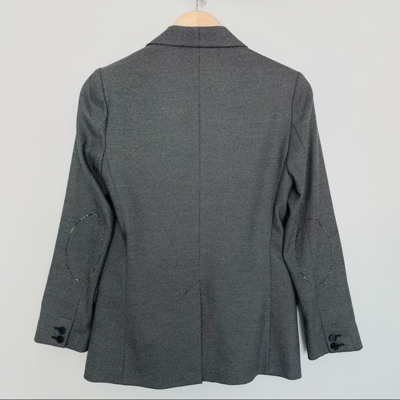 New! Zadig & Voltaire Crystal Embellished Gray Blazer with Elbow Detail Size M - Picture 7 of 10
